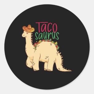 Adesivo Redondo Tacosaurus Funny Cinco de Mayo Taco Dinossaur Love