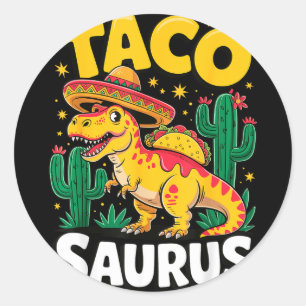 Adesivo Redondo Tacosaurus t-rex taco dinossauro