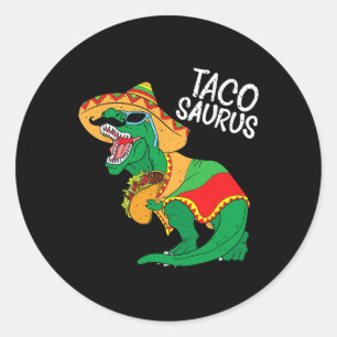 Adesivo Redondo Tacosaurus Taco Dino Trex Cinco De Mayo Kids Toddl