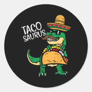 Adesivo Redondo Tacosaurus Taco Dino Trex Cinco De Mayo Kids Toddl