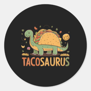 Adesivo Redondo Tacosaurus Taco Dinosaur Dino Funny Cinco De Mayo