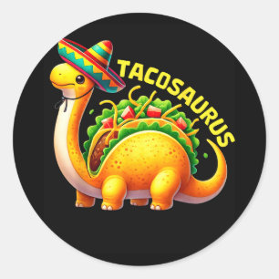 Adesivo Redondo Tacosaurus taco dinossauro dino cinco de maio