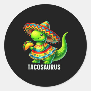 Adesivo Redondo Tacosaurus taco dinossauro dino cinco de maio rapa