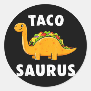 Adesivo Redondo Tacosaurus taco dinossauro t rex engraçado cinco d