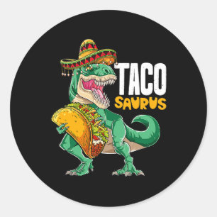 Adesivo Redondo Tacossauro Camisa Taco Cinco De Mayo Dinossaur T R