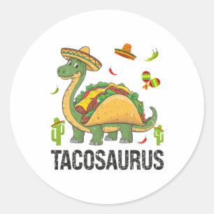 Adesivo Redondo Tacossauro Dinossauro Taco T Rex Funny Cinco De Ma