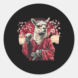 Adesivo Redondo Taekwondo Alpaca Árvore Sakura Artes Marciais Judo