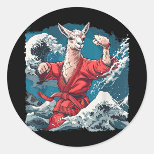 Adesivo Redondo Taekwondo Alpaca Ondas Kickboxing Judo Mma Alpaca