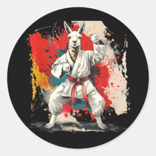 Adesivo Redondo Taekwondo Alpcaca Aquarela Taekwondo Judo Alpaca