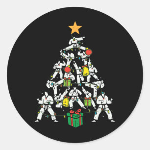 Adesivo Redondo Taekwondo Árvore de Natal Xmas Artes Marciais Kara