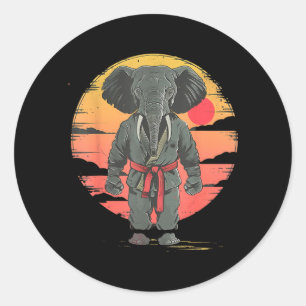 Adesivo Redondo Taekwondo Chute Boxe Animall Jiu-Jitsu Elefante