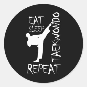 Adesivo Redondo Taekwondo Come Sleep Taekwondo Repete Arte Marcial