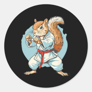 Adesivo Redondo Taekwondo Esquilo Kung Fu Kickboxing Karate Artes