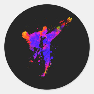 Adesivo Redondo Taekwondo Jiu Jitsu Paint Splatters Kids Jujitsu J