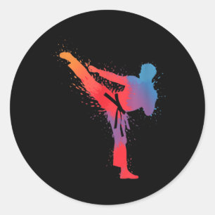 Adesivo Redondo Taekwondo Karate Artes Marciais Colorido