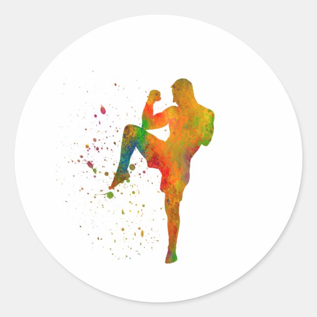 Adesivo Redondo Taekwondo-karate en acuarela (Frente)