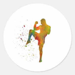 Adesivo Redondo Taekwondo-karate en acuarela