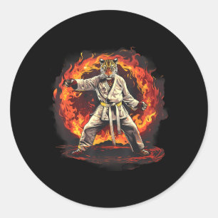 Adesivo Redondo Taekwondo Leopard Kickboxing Animall Jiu-Jitsu