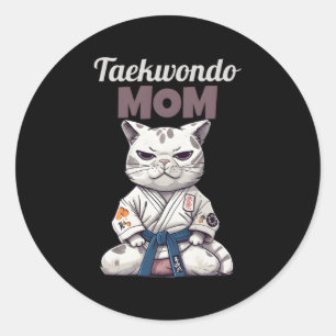 Adesivo Redondo Taekwondo Mãe Cat Karate Judo