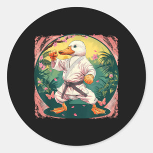 Adesivo Redondo Taekwondo Pato Jardim Floral Mma Artes Marciais