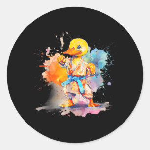 Adesivo Redondo Taekwondo Pato Judo Pato Mma Aquarela Artes Marcia