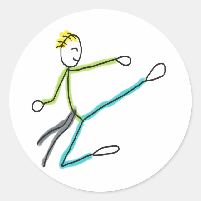 Adesivo Redondo Taekwondo Stickman (Frente)