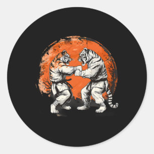 Adesivo Redondo Taekwondo Tiger Kickboxing Jiu-jitsu Kung Fu Marti
