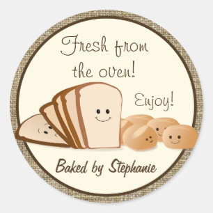Adesivo Redondo Tag cozido fresco do presente do pão