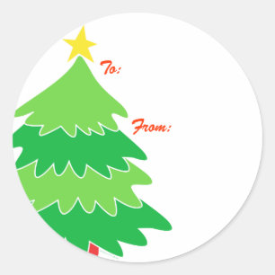 Adesivo Redondo Tag do presente da árvore de Natal
