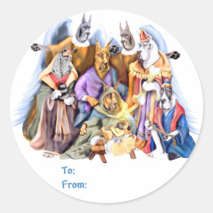 Adesivo Redondo Tag do presente da natividade do Natal de great