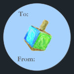 Adesivo Redondo Tag do presente de Dreidel<br><div class="desc">Estes Tag bonitos são a maneira perfeita de identificar o doador e receptor de todo o presente!</div>
