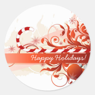 Adesivo Redondo Tag do presente de época natalícia do Natal  