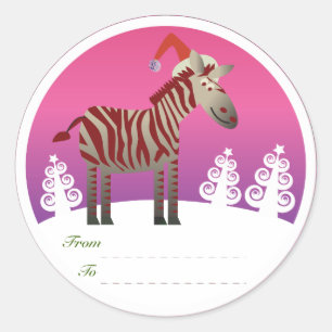 Adesivo Redondo Tag dos presentes do Natal: Zebra