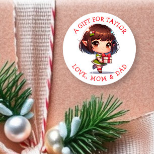 Adesivo Redondo Tags de Presente de Natal Personalizadas para Você
