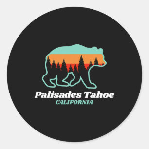 Adesivo Redondo Tahoe Palisades esquiando Snowboard California Bea