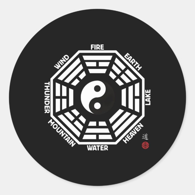 Adesivo Redondo Tai Chi Yin Yang King Wen Bagua (Frente)