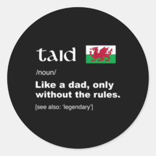 Adesivo Redondo Taid Welsh Grandpa Definição Proud Bandeira do Paí