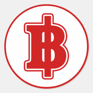 Adesivo Redondo ฿ tailandês da moeda do dinheiro do ฿ VERMELH