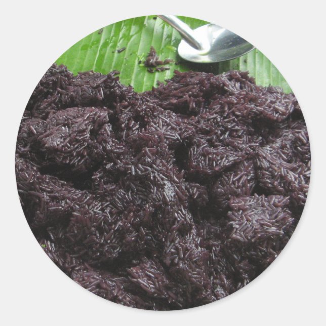 Adesivo Redondo Tailandês Lao Black Sticky Rice [Khao Niao Dam] (Frente)