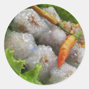 Adesivo Redondo Tailandês Sago com Chili ... Comida da rua Tailând