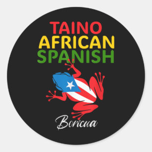 Adesivo Redondo Taino Africano Espanhol Coqui Bandeira de Porto Ri