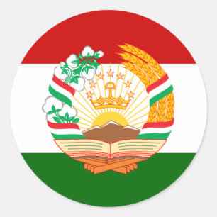 Adesivo Redondo Tajiquistão Flag & Emblem, Flag do Tajiquistão