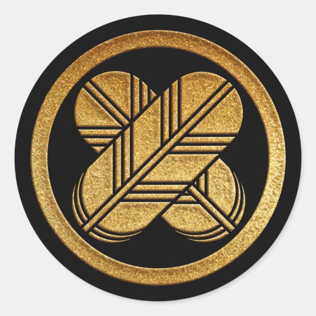 Adesivo Redondo Takanoha Kamon no Dourado Selo (Frente)