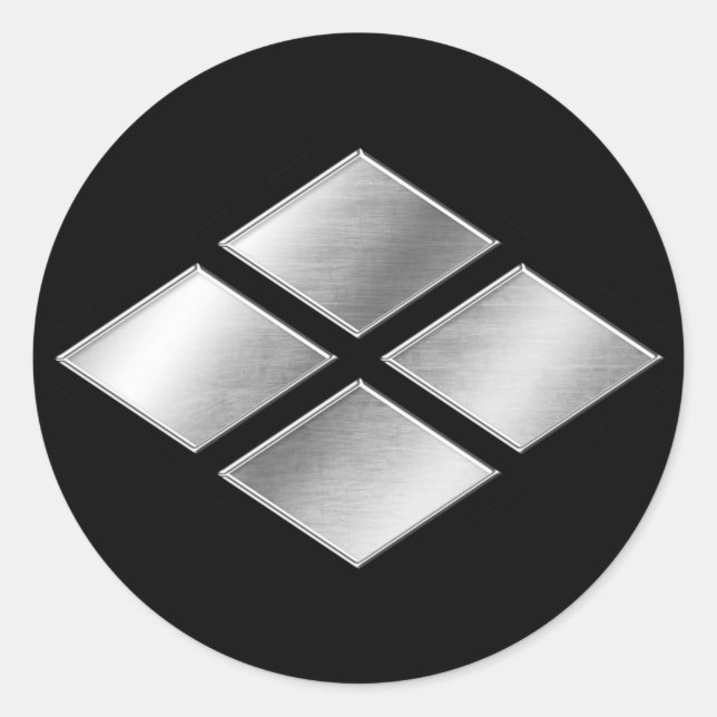 Adesivo Redondo Takeda Clan Kamon Silver Chrome (Frente)