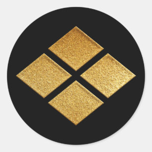 Adesivo Redondo Takeda Kamon Takeda Bishi em Dourado