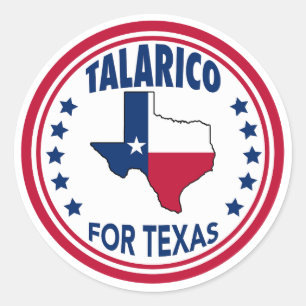 Adesivo Redondo Talarico para Eleição Vermelho Branco Azul do Texa