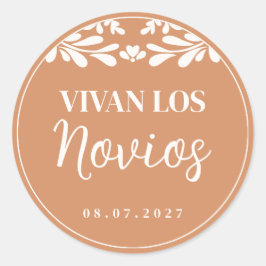 Adesivo Redondo Talavera Casamento Mexicano Vivan Los Novios Topo