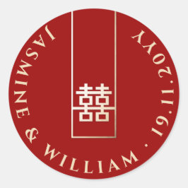 Adesivo Redondo Tall Retângulo Dupla Felicidade Dourada Casamento