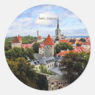 Adesivo Redondo Tallin, Centro Histórico da Estônia,