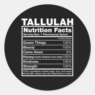 Adesivo Redondo Tallulah Nutrition Facts Tallulah Name